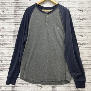 Penguin By Munsingwear Henley Shirt Men's XL Long Sleeve Pullover Heather Gray